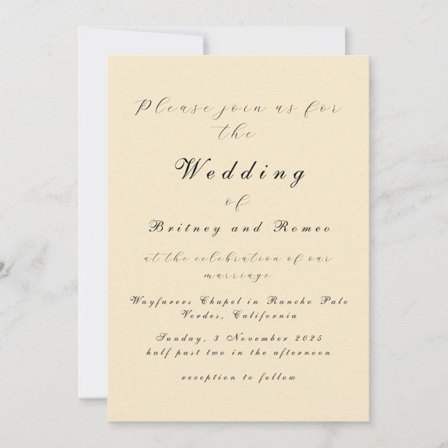 Modern Beige Elegant Wedding Invitation (Front)