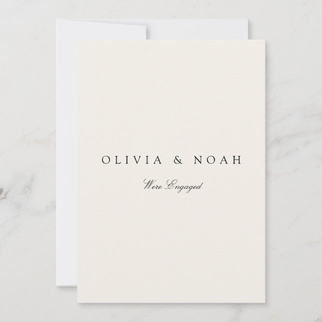 Modern Beige Engagement Announcement Card (Front)