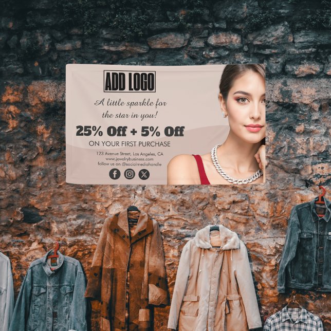 Modern Beige Fashion Jewellery Business Logo Banner (Creator Uploaded)