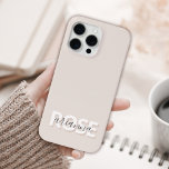 Modern Beige Feminine Script Custom Name<br><div class="desc">Modern Beige Feminine Script Custom Name iPhone Case. Easily personalise this modern elegant phone case with your custom monogram and name.</div>