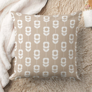 Modern Beige Floral Geometric Throw Pillow