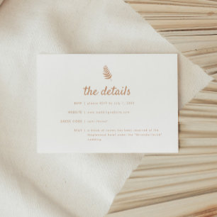 Modern Beige Floral Palm Leaf Wedding Details Enclosure Card