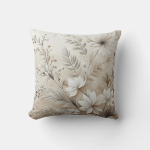 Modern Beige Flowers 1 Poster Cushion