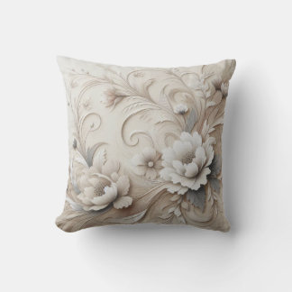 Modern Beige Flowers 3 Poster Cushion