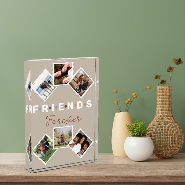 Modern Beige Friends Forever Photo Collage Block (Creator Uploaded)