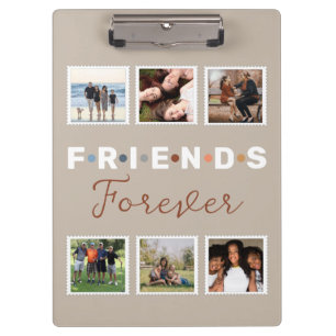 Modern Beige Friends Forever Photo Collage Clipboard