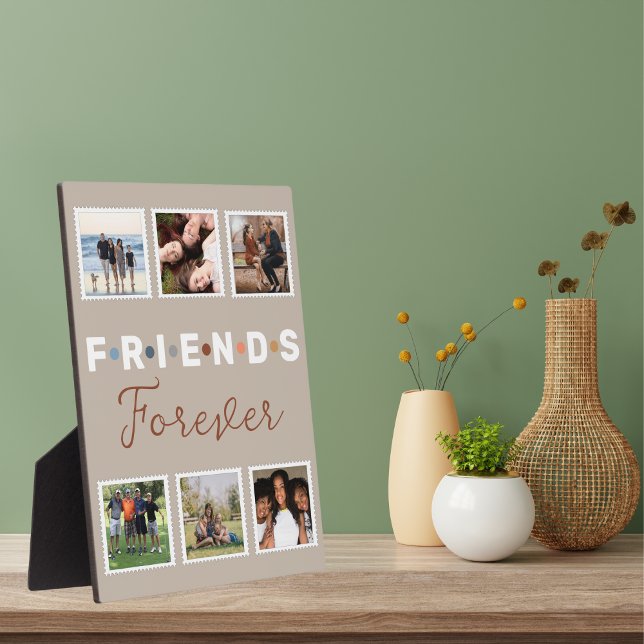 Modern Beige Friends Forever Photo Collage Plaque (Creator Uploaded)