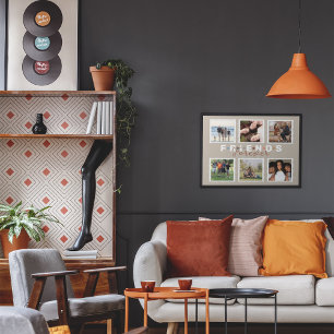 Modern Beige Friends Forever Photo Collage Poster