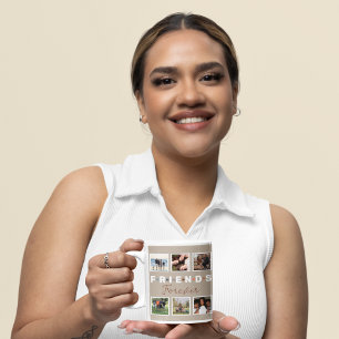 Modern Beige Friends Forever Photo Collage Two-Tone Coffee Mug