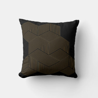 Modern Beige Geometric Honeycomb 3D Optical Illusi Cushion