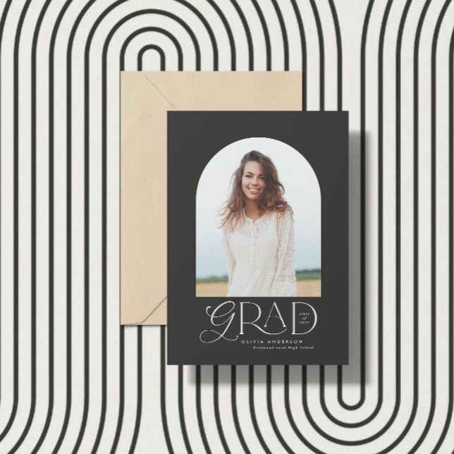 Modern beige geometric photo arch graduation annou announcement (Creator Uploaded)