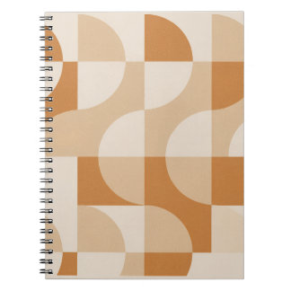 Modern Beige Geometric Spiral Notebook