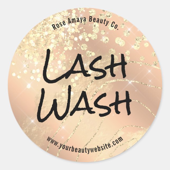 Modern Beige Glam Chic Eyelash Cleanser Classic Round Sticker (Front)