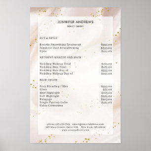 Modern, Beige Glitter Salon Price List Poster