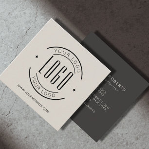 Modern beige grey simple add your logo square business card