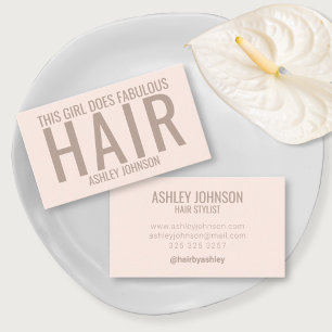Modern beige hair stylist typography  business card