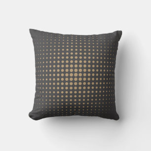 Modern Beige Halftone Polka Dot Abstract Geometric Cushion