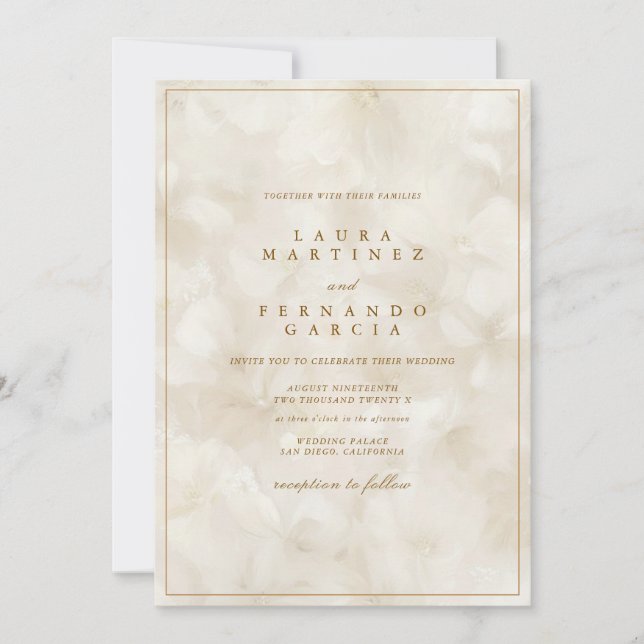 Modern Beige Ivory Wedding  Invitation (Front)