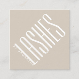 Modern beige lash thin typography square business card
