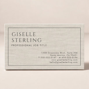 Modern Beige Linen Professional Luxury Minimalist Business Card