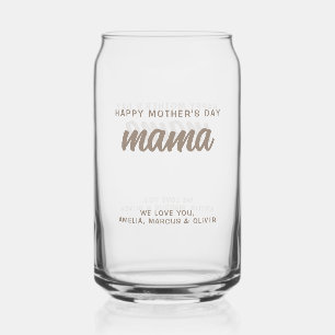 Modern Beige Mama Kid's Names Mother's Day Can Glass