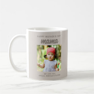 Modern Beige Mama Kids Photo Mother's Day Coffee Mug