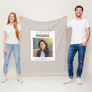 Modern Beige Mama Kids Photo Mother's Day Fleece Blanket