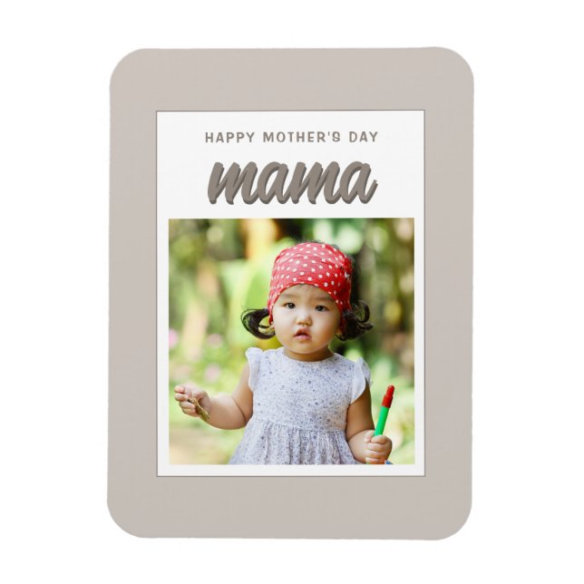 Modern Beige Mama Kids Photo Mother's Day  Magnet (Vertical)