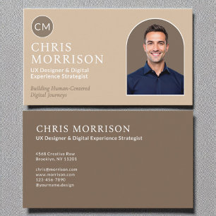 Modern Beige Minimalist Simple Professional Photo Business Card