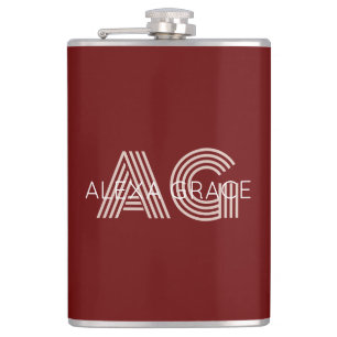 Modern Beige Monogram Hip Flask