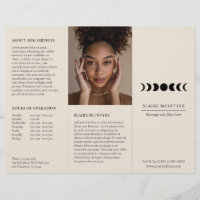 Modern Beige Moon Phases Elegant Tri-fold Brochure