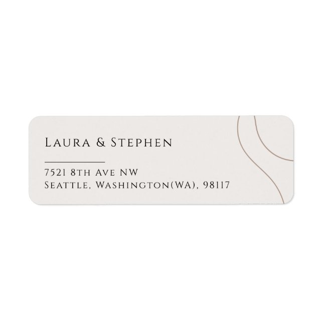 Modern Beige Neutral Couple Wedding Return Address (Front)