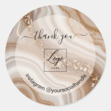 Modern beige neutral custom logo name thank you