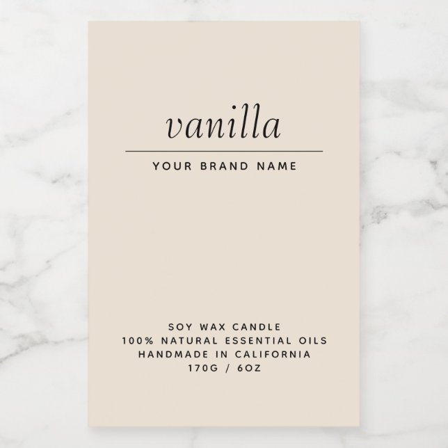 Modern beige packaging candle product food label (Single Label)