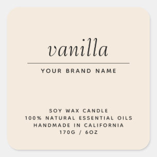 Modern beige packaging candle product square sticker