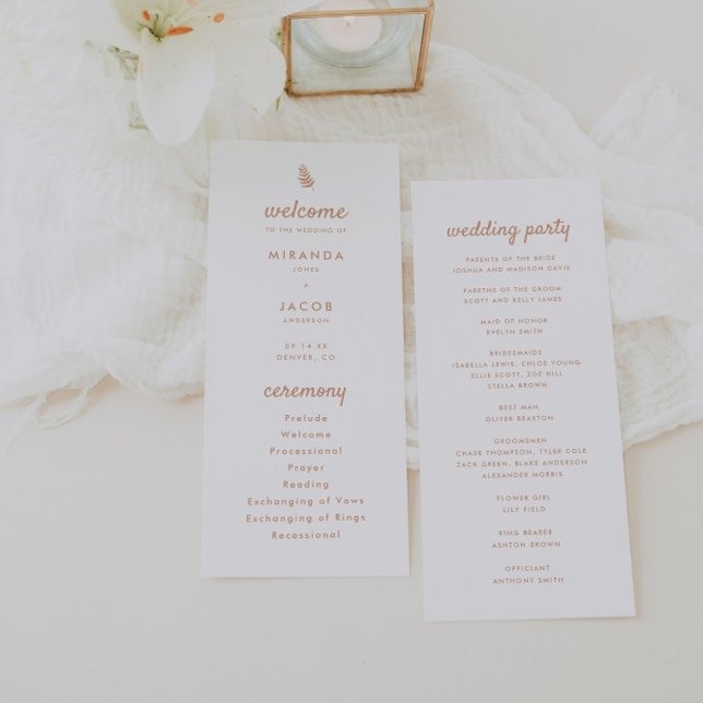 Modern Beige Palm Leaf Summer Wedding Programme (Creator Uploaded)