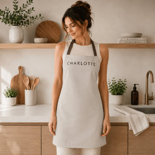 Modern Beige Personalised Name Apron