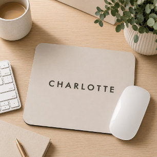 Modern Beige Personalised Name Mouse Pad