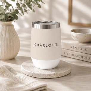 Modern Beige Personalised Wine Tumbler