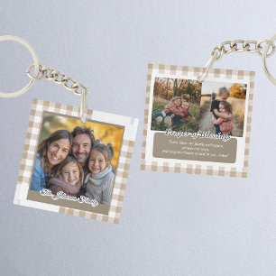 Modern Beige Personalized Family Photo Key Ring