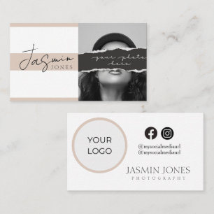 Modern Beige Photo Photography Business Card