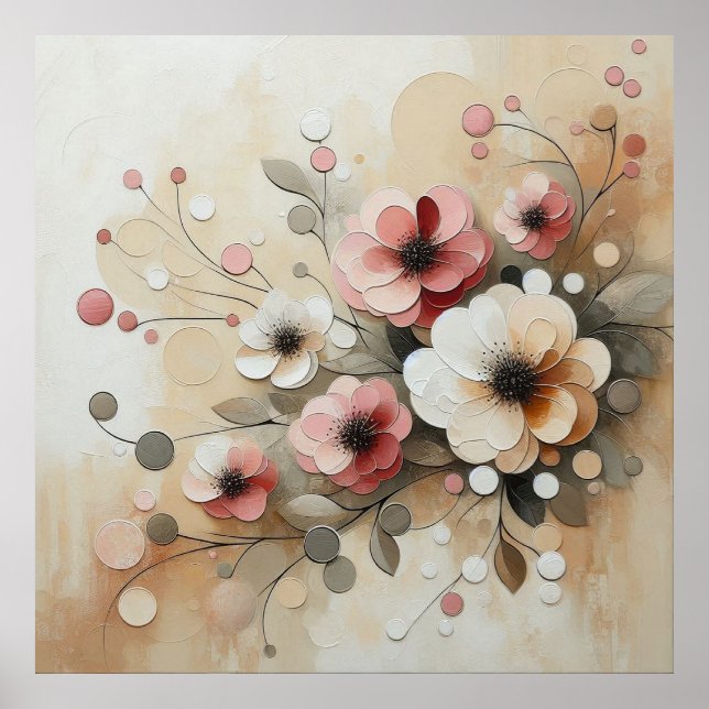 Modern Beige-Pink Flowers 26 Poster (Front)