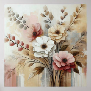 Modern Beige-Pink Flowers 27 Poster