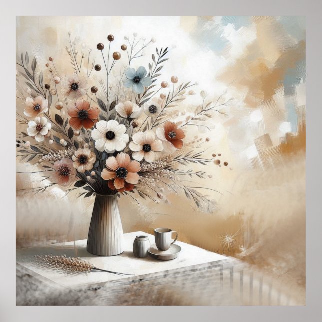 Modern Beige-Pink Flowers 47 Poster (Front)