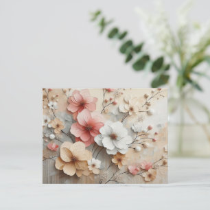 Modern Beige-Pink Flowers Postcard