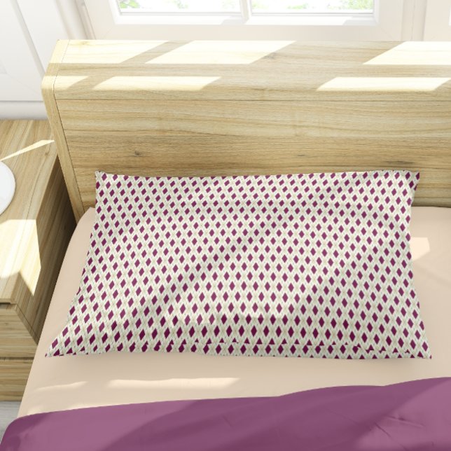 Modern Beige Purple Geometric Argyle Pattern Pillowcase (Creator Uploaded)