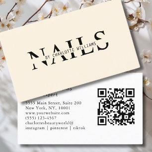 Modern, Beige, QR Code Business Card