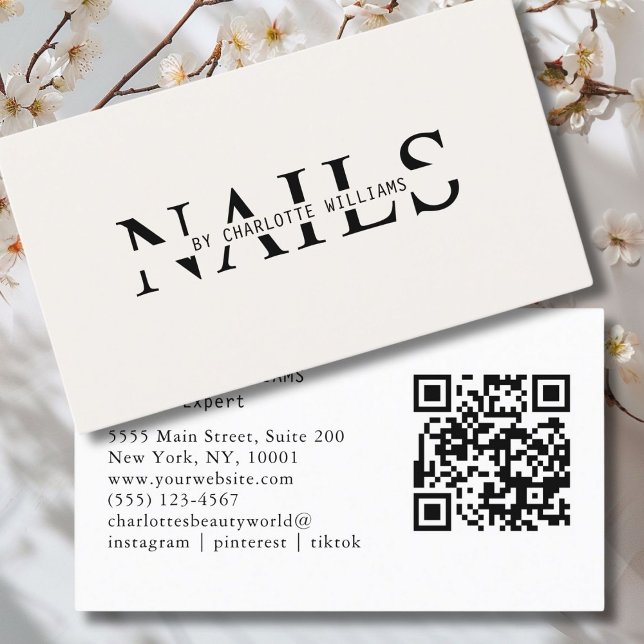 Modern, Beige, QR Code Business Card (Modern, Beige, QR Code Business Card. Perfect for Beauty, Nails, Lashes, Hair experts and more.)