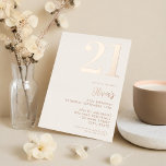Modern Beige Rose Gold Elegant 21st Birthday<br><div class="desc">A simple modern 21st birthday invitation featuring elegant calligraphy script typography and minimalist design in beige and rose gold.</div>