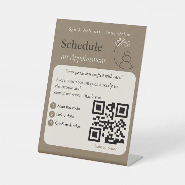 Modern Beige Schedule an Appointment QR Code Sign  (Front)